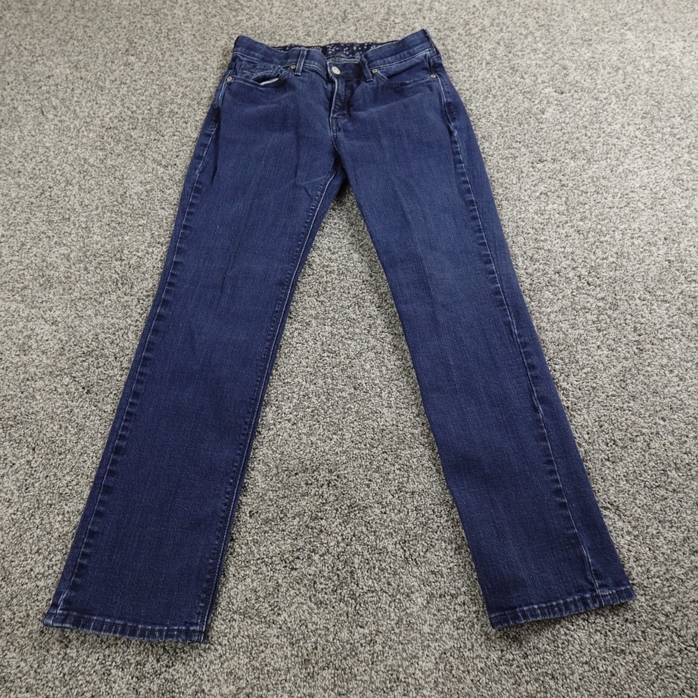 Levis Jeans Womens 8 Dark Blue Denim Pants Straight Flap Pocket Flex Stretch Y2K
